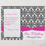 Pink, White, and Black Damask Wedding Program Flyers