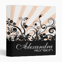 Pink White and Black Floral Binder