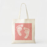Pink/White Baby Footprints Canvas Bags
