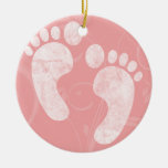 Pink/White Baby Footprints ornaments