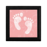 Pink/White Baby Footprints Jewelry Boxes