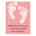 Pink/White Baby Footprints Postcard
