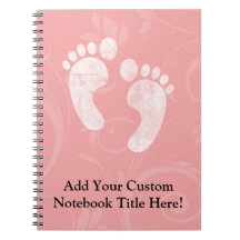 Pink/White Baby Footprints Spiral Note Book