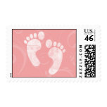 Pink/White Baby Footprints Stamps