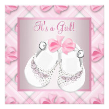 Pink White Baby Shoes Pink Baby Girl Shower Invite