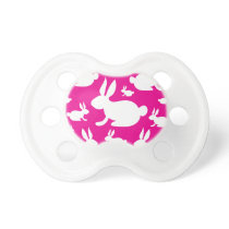 Pink White Bunny Rabbits pacifiers
