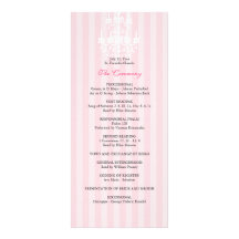 Pink & White Chandelier Striped Wedding Program Rack Card Template
