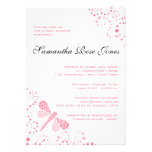 Pink & White Dragonfly Elegant Baby Shower Personalized Invitation