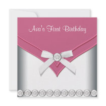 Pink White Girls First Birthday Party