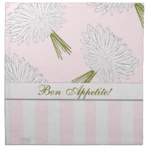 Pink White Green Floral Bon Appetite Napkins napkins
