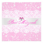 Pink & White Lace Bat Mitzvah Birthday Invite invitations