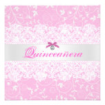 Pink & White Lace Quinceañera Birthday Invite invitations