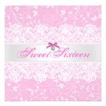 Pink & White Lace Sweet Sixteen Birthday Invite invitations