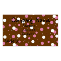 Pink & White Polka Dots on Brown Business Cards