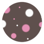 Pink & White Polka Dots on Brown Stickers