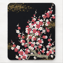 Pink & White Sakura Vintage Japanese Flower Mouse Pad