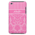 Pink, White Striped Damask iPod Touch Case