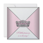 Pink White Tiara Princess Baby Girl Shower Invitation