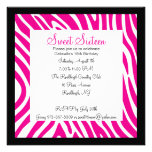 Pink & White Zebra Girls Sixteenth Birthday Invite