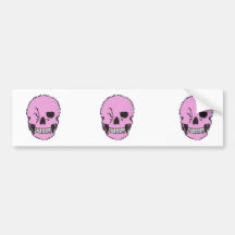 pink winking skull bumper sticker