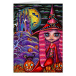 Pink Witch Halloween Card