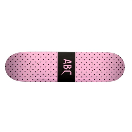 Pink with little black stars. custom skateboard