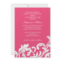 Pink with White Swirl Wedding Invitation