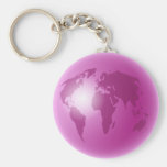 Pink World Globe Keychains