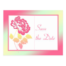 Pink, Yellow, and Green Floral Save the Date Postcards