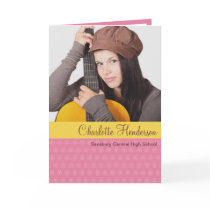 Pink yellow custom graduation photo announcement