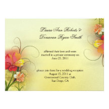 Pink Yellow Green Watercolor Abstract Florals Post Invite
