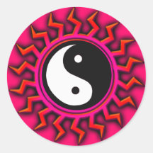 Pink Yin Yang Balanced Sun Stickers