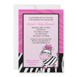 Pink Zebra 5x7 Baby Shower Invitation
