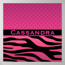 Pink Zebra and Polka Dots Posters
