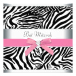 Pink Zebra Bat Mitzvah Invitation