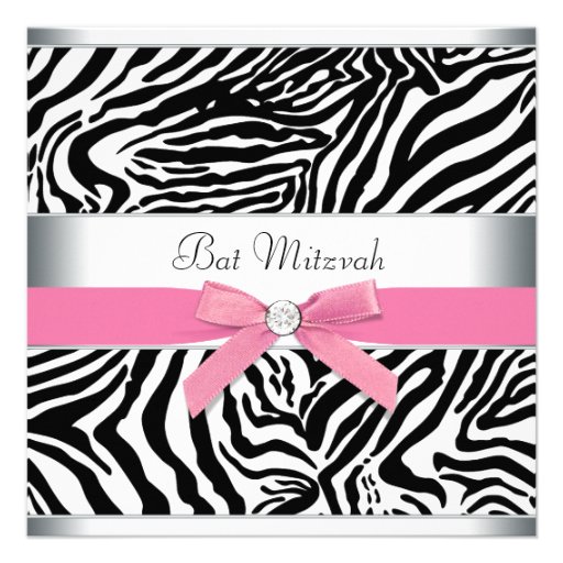 Pink Zebra Bat Mitzvah Invitation