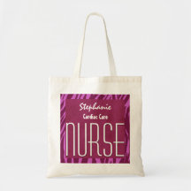 Pink Zebra CARDIAC CARE Nurse Custom Name Bags