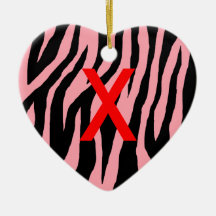 Pink Zebra Christmas Ornament