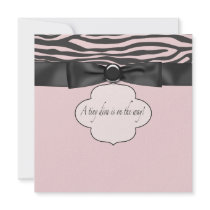 Pink Zebra Diva Baby Girl Shower Invites