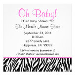 Pink Zebra Girl Baby Shower S03 Custom Announcement