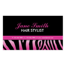 Pink Zebra Print Hair Stylist Hairdresser Salon Business Cards