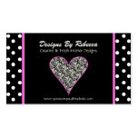 Pink Zebra Print Heart  & Polka Dots Business Card