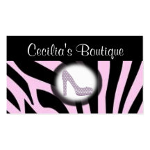 Pink Zebra Print Shoe Boutique Business Card