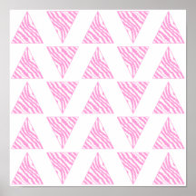 Pink Zebra Print Stripes, in Pattern of Triangles.
