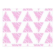 Pink Zebra Print Stripes, in Pattern of Triangles. Post Cards