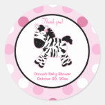 Pink Zebra Round Favor Sticker