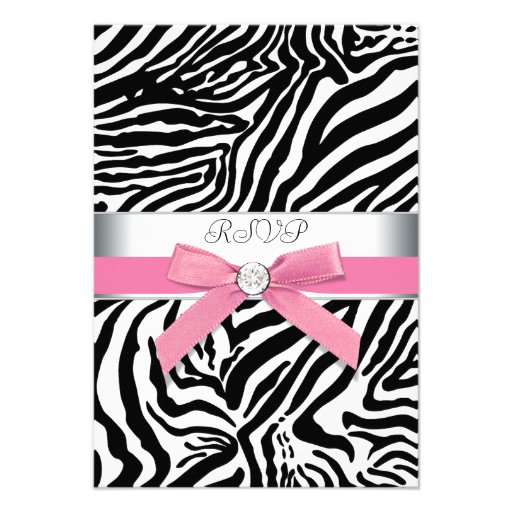 Pink Zebra RSVP Card Custom Announcements