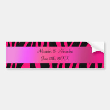 Pink zebra stripes wedding favours bumper stickers