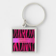 Pink zebra stripes wedding favours keychains