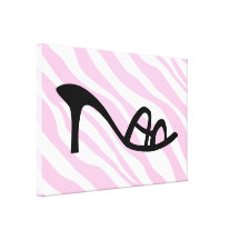 Pink Zebra Stripes With Black Shoe Canvas Prints